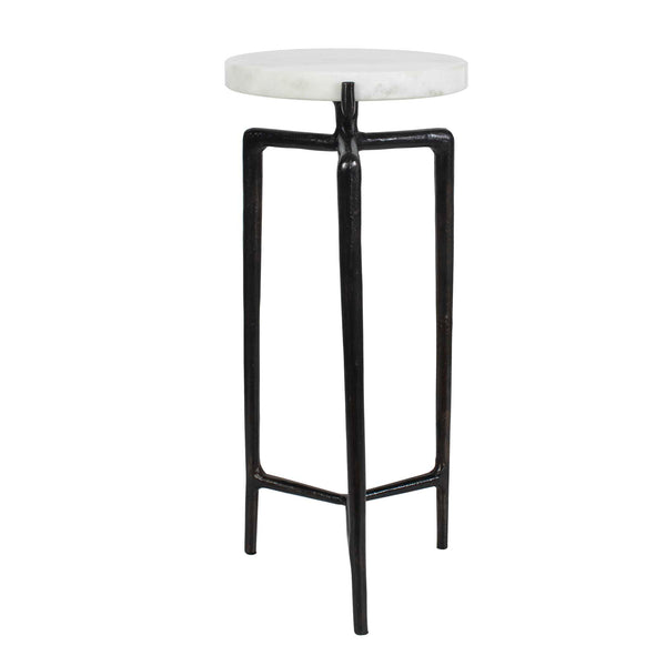 Uttermost White Marble Slab Accent Table with Sculptural Bronze Aluminum Base