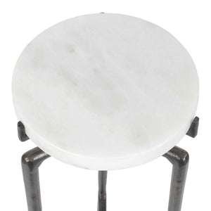 Uttermost White Marble Slab Accent Table with Sculptural Bronze Aluminum Base