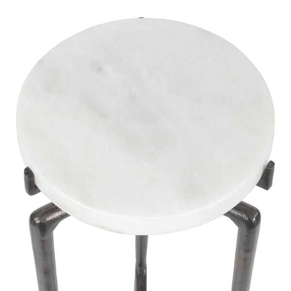 Uttermost White Marble Slab Accent Table with Sculptural Bronze Aluminum Base
