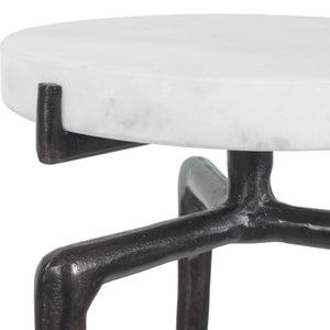 Uttermost White Marble Slab Accent Table with Sculptural Bronze Aluminum Base