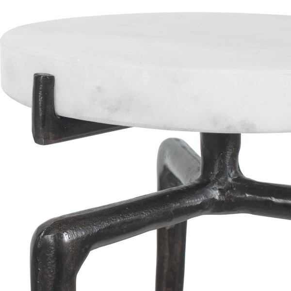 Uttermost White Marble Slab Accent Table with Sculptural Bronze Aluminum Base