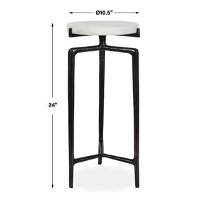 Uttermost White Marble Slab Accent Table with Sculptural Bronze Aluminum Base