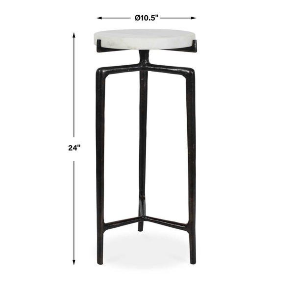 Uttermost White Marble Slab Accent Table with Sculptural Bronze Aluminum Base