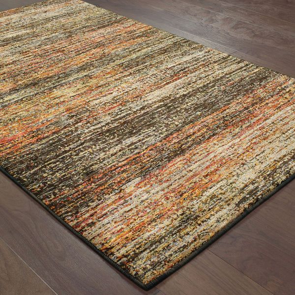 Homeroots 2' X 3' Orange Red Abstract Power Loom Area Rug Gold,Charcoal Polypropylene 505762