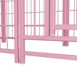 English Elm Dog Playpen 8 Panel Heavy Duty Iron Pet Enclosure Foldable Indoor Outdoor Exercise Pen Pink W368P233998