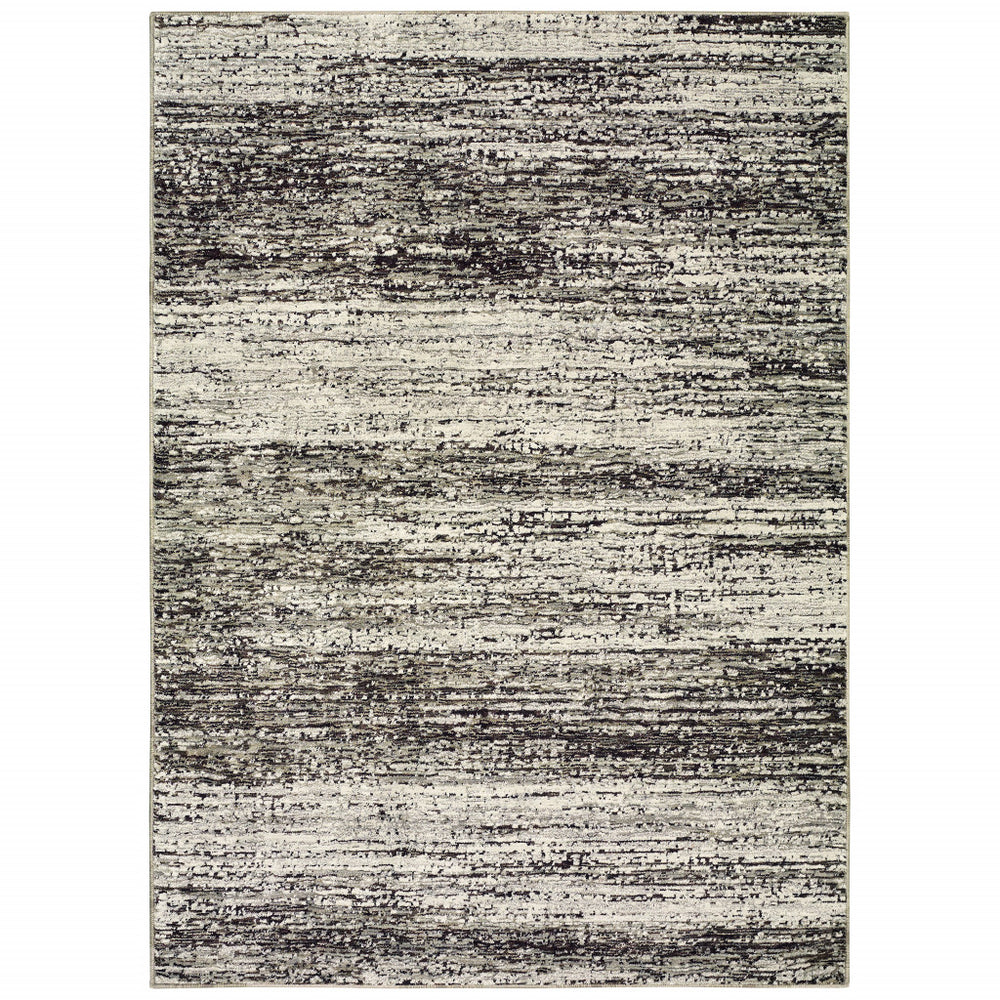 Homeroots 2' X 3' Gray And Ivory Abstract Power Loom Area Rug Ash,Charcoal Polypropylene 505771