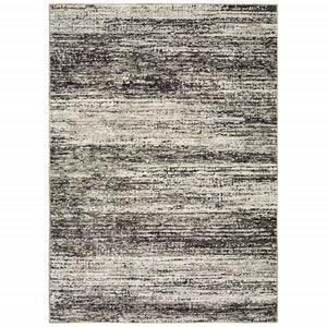 Homeroots 2' X 3' Gray And Ivory Abstract Power Loom Area Rug Ash,Charcoal Polypropylene 505771