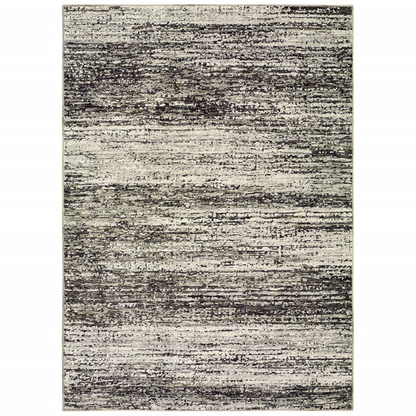 Homeroots 2' X 3' Gray And Ivory Abstract Power Loom Area Rug Ash,Charcoal Polypropylene 505771