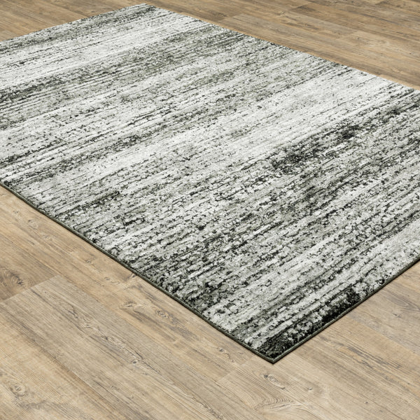 Homeroots 2' X 3' Gray And Ivory Abstract Power Loom Area Rug Ash,Charcoal Polypropylene 505771