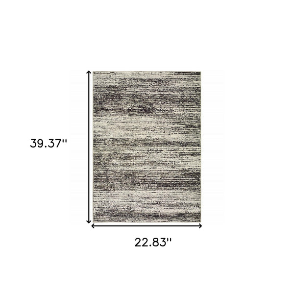 Homeroots 2' X 3' Gray And Ivory Abstract Power Loom Area Rug Ash,Charcoal Polypropylene 505771