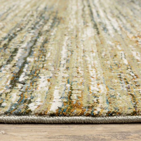 Homeroots 2' X 3' Blue And Ivory Abstract Power Loom Area Rug Gold,Green Polypropylene 505780