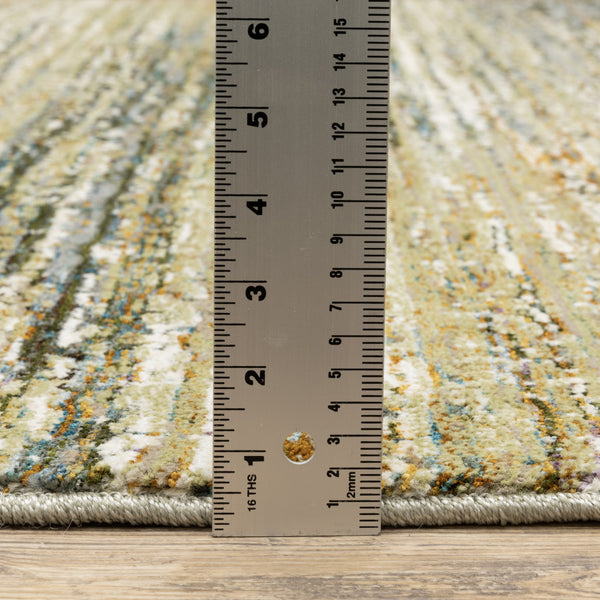 Homeroots 2' X 3' Blue And Ivory Abstract Power Loom Area Rug Gold,Green Polypropylene 505780