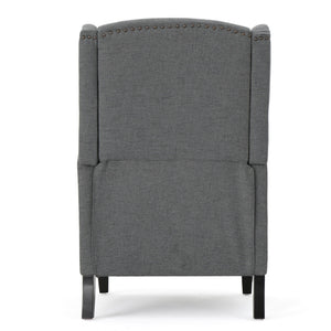 English Elm Christopher Knight Home® - Pushback Recliner Chair with Nailhead Trim and Wingback Design, Plush Fabric Comfort for Living Rooms Charcoal 60760.00CCL