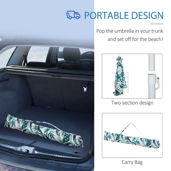 English Elm Outsunny Quick Beach Cabana Canopy Umbrella – Uv50+ Sunshade With Sandbags & Carry Bag For Family Fun W2225P200457-GIGA