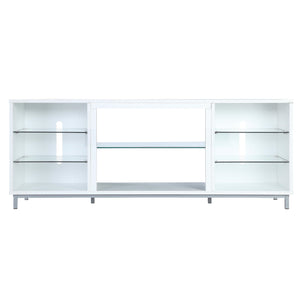 English Elm Brighton 60" TV Stand with 7 Shelves & Tempered Glass Dividers, Cable Management, Sleek Design White B365P398322