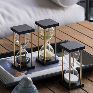 English Elm Set Of 2, Elegant Black Sand Hourglass Timers With Metal Frame - Perfect For Home Or Office Decor W2078P278695-GIGA