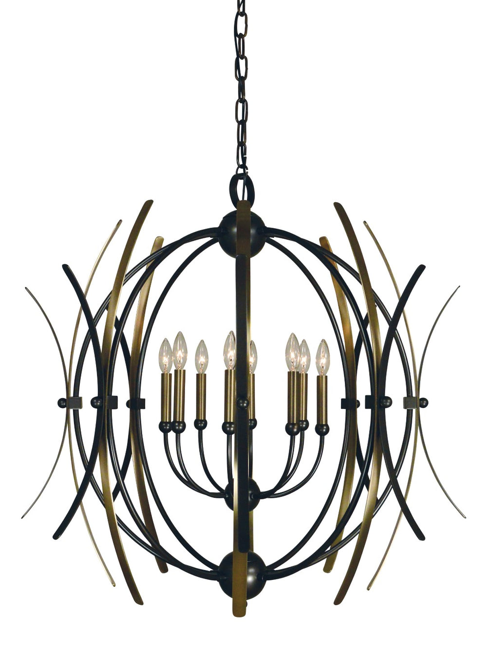 Framburg 8-light Monique Dining Chandelier - Elegant Warmth With Feminine Shapes, Usa-made Masterpiece Mahogany Bronze With Antique Brass Accents Metal 5058 Mb/Ab