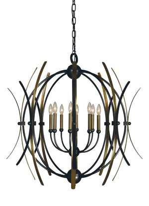 Framburg 8-light Monique Dining Chandelier - Elegant Warmth With Feminine Shapes, Usa-made Masterpiece Mahogany Bronze With Antique Brass Accents Metal 5058 Mb/Ab