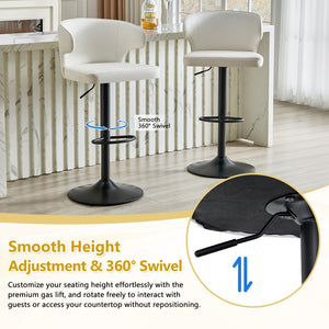 English Elm Modern Oil Wax Upholstered Swivel Barstool Set with Lumbar Support and Chrome Base Black White W2920S00132