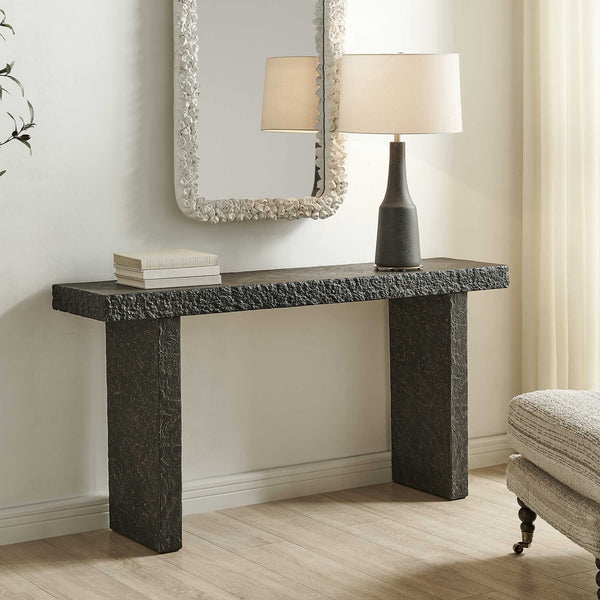 Uttermost Hagan Textured Concrete Console Table for Indoor Outdoor Entryway or Patio Use