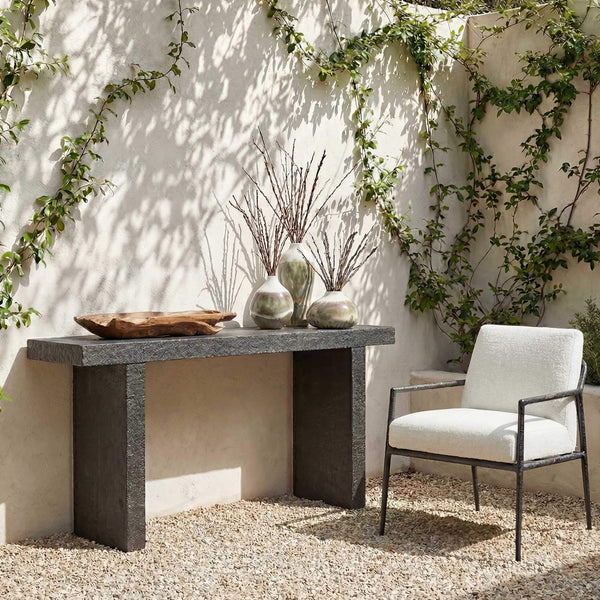 Uttermost Hagan Textured Concrete Console Table for Indoor Outdoor Entryway or Patio Use