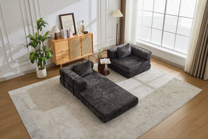 English Elm Compression Convertible Floor Sofa Bed - Flexible Modular Chenille Loveseat For Small Spaces, No Assembly! W3723P345650
