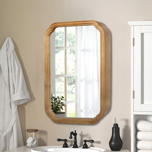 English Elm 29.72*19.69 Floating Illusion Mirror Cabinet Antique Natural - Wall-Mounted Storage with Adjustable Shelves, Jewelry Organizer and Modern Wood Frame W2295P339148