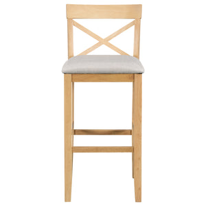 English Elm TOPMAX Farmhouse 48" Rectangular Wood Bar Height Dining Set with 2 Cushioned Stools, Space-Saving Design Natural+Beige N717P334716N