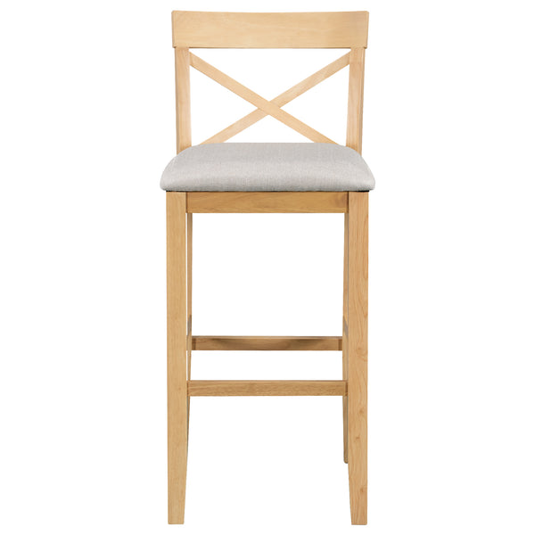 English Elm TOPMAX Farmhouse 48" Rectangular Wood Bar Height Dining Set with 2 Cushioned Stools, Space-Saving Design Natural+Beige N717P334716N