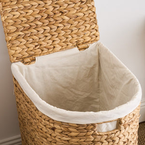 English Elm Judas Handwoven Water Hyacinth Oval Hamper Sustainable Natural Laundry Storage B093P429641