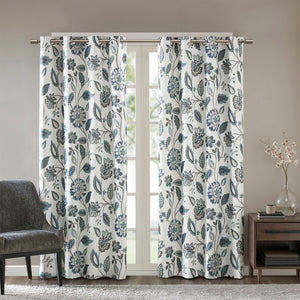 SunSmart Camille Casual Jacquard Printed Room Darkening Curtain Panel SS40-0010 Aqua