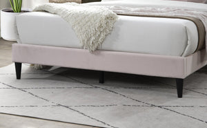English Elm Elegant Velvet Upholstered Queen Bed with Geometric Stitched Headboard, Platform Design, 12" Height Light Pink 66 L x 23 W x 9 H B011P238935