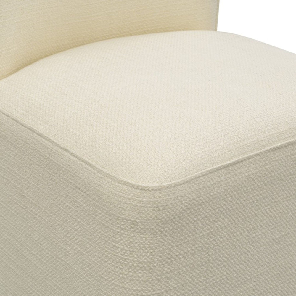 English Elm Dining Chair with Casters Basketweave Upholstery Cube Base Modern Accent Seat B035P408396