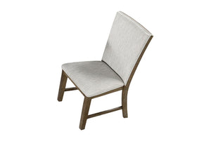 English Elm Modern 2pc Upholstered Farmhouse Side Chair Set with Oak Finish, 25" Seat Height, Versatile Dining Seating B2741P406729