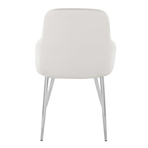 English Elm Chair Set of 2 High Back Faux Leather Dining Seats with Polished Metal Legs White B202S02133
