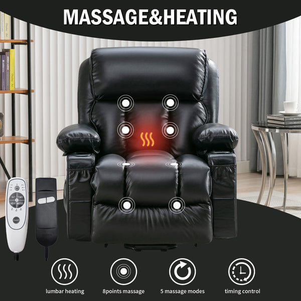 English Elm Power Electric Massage Lift Lounge Chair For Seniors – Heating, Vibration, Usb Charging & Storage! W1521P302637-GIGA