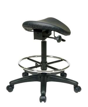 OSP Home Furnishings Backless Saddle Stool Ergonomic Pneumatic Height Adjustable Office Studio Task Seating Black ST205