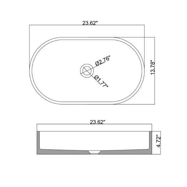 English Elm 23.6'' Oval Concrete Vessel Sink Artisan Matte Finish Above Counter Vanity Basin W1613P368838