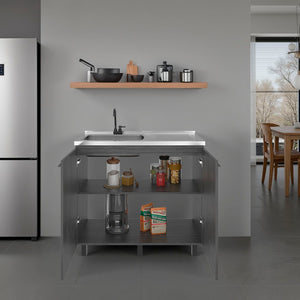English Elm Napoles Freestanding Stainless Steel Utility Sink with Deep Basin for Laundry Rooms B200S00453