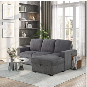 English Elm Melody Grey Sectional Sofa - Modern Comfort With Plush Seating, Durable Fabric For Stylish Spaces B201S00305