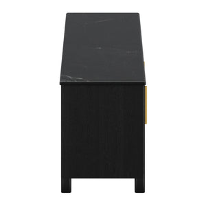 Worldwide Home Furnishings Camden-media Rustic Modern Cabinet With Marble Top And Aged Gold Handles For Stylish Organization Black,Black Solid Wood,Marble 506-844blk_Med