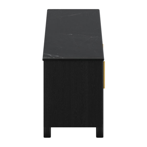 Worldwide Home Furnishings Camden-media Rustic Modern Cabinet With Marble Top And Aged Gold Handles For Stylish Organization Black,Black Solid Wood,Marble 506-844blk_Med