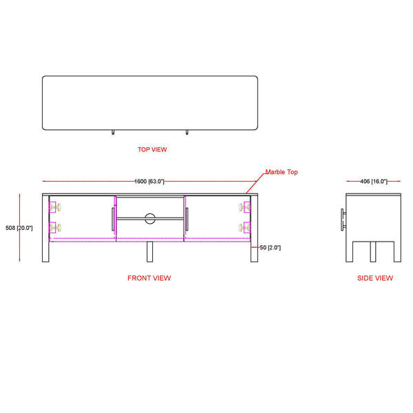 Worldwide Home Furnishings Camden-media Rustic Modern Cabinet With Marble Top And Aged Gold Handles For Stylish Organization Black,Black Solid Wood,Marble 506-844blk_Med