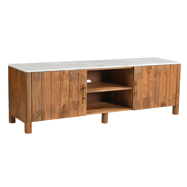 Worldwide Home Furnishings Camden-media Rustic Modern Cabinet With Marble Top And Aged Gold Handles For Stylish Organization Walnut,White Solid Wood,Marble 506-844wal_Med