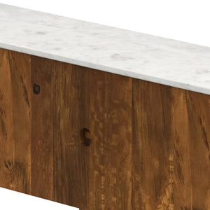 Worldwide Home Furnishings Camden-media Rustic Modern Cabinet With Marble Top And Aged Gold Handles For Stylish Organization Walnut,White Solid Wood,Marble 506-844wal_Med