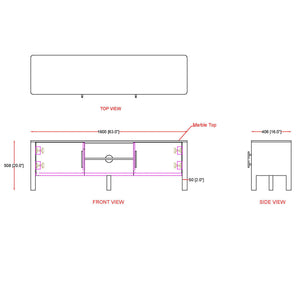 Worldwide Home Furnishings Camden-media Rustic Modern Cabinet With Marble Top And Aged Gold Handles For Stylish Organization Walnut,White Solid Wood,Marble 506-844wal_Med