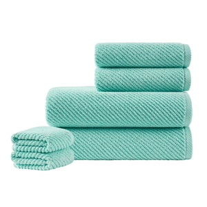 JLA Home Madison Park - 100% Zero-Twist Cotton 6-Piece Towel Set — 502 GSM Quick-Dry, Diagonal Ribbed Texture, Plush Durable Comfort MP73-8855