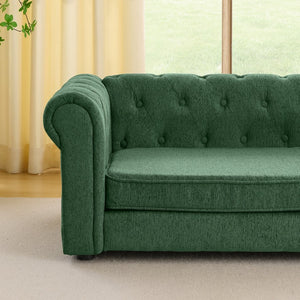 English Elm Elegant Oversized Dog Sofa Elevated Linen Upholstered Pet Bed for Large Breeds W487P311776