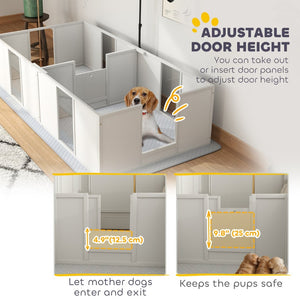 English Elm Pawhut Whelping Box For Dogs - Safe, Adjustable Puppy Birthing Space With Waterproof Pad & Light Stand W2225P249982-GIGA