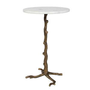 Uttermost Calais Sculptural Branch Base Accent Table with Polished White Marble Top